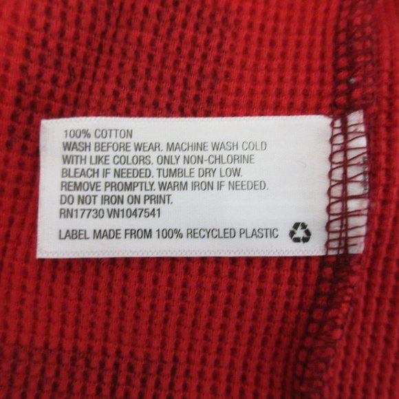 CHEROKEE Waffle Top XL (16) Red Buffalo Plaid Pullover 100% Cotton Long Sleeve - Picture 4 of 6